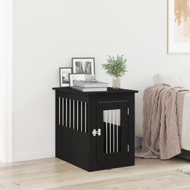 Dog Crate Furniture Black Oak 62x45x59 Cm Engineered Wood Vidaxl