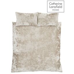 Catherine Lansfield Crushed Velvet Faux Plain Duvet Cover Set /