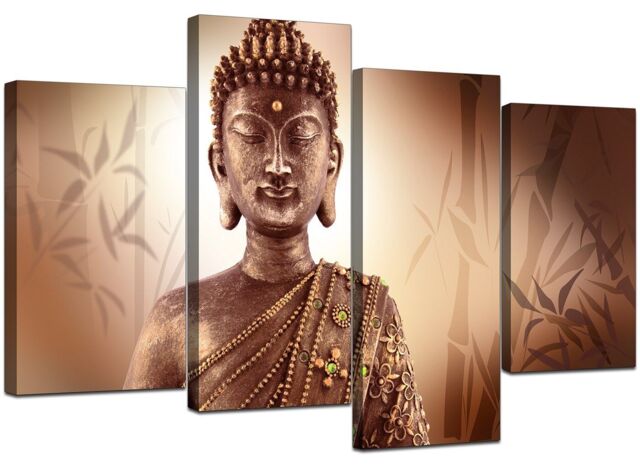 Large Brown Buddha Canvas Pictures Wall Art Prints Xl Zen Bamboo 4101