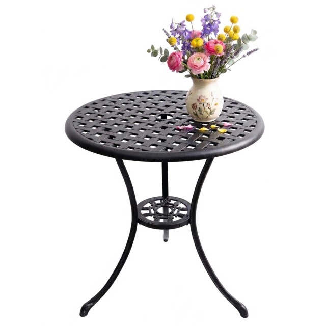 Homeology Oshowa Garden & Patio Cast Aluminium Bistro Table In Black