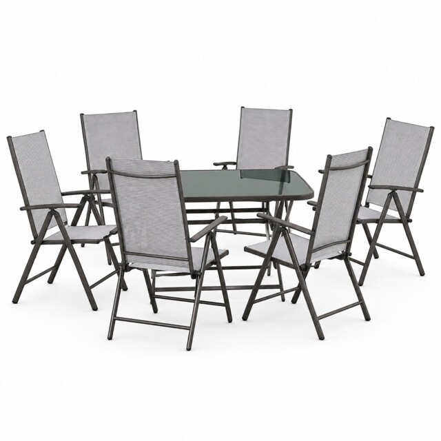 Henley 6 Seater Garden Furniture Set – Reclining Folding Chairs &