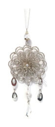 Vintage Style Christmas Silver Flower Drop Hanging Ornaments Tree