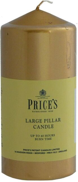 Prices Large Metallic Gold Pillar Candle 6 Inch 50 Hour Burn Time