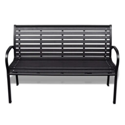 Garden Bench Black Steel & Wpc 125cm 3-seater Weatherproof Outdoor