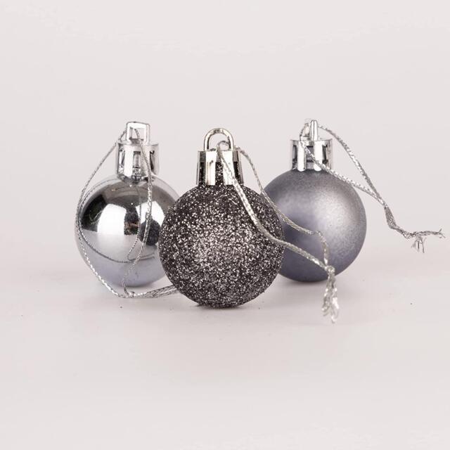 12x Christmas Baubles Hanging Decoration Dark Grey Ball Xmas Tree