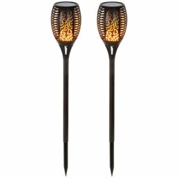 2 Pack Flame Solar Torch Light Warm White 51 Led Flickering Stake