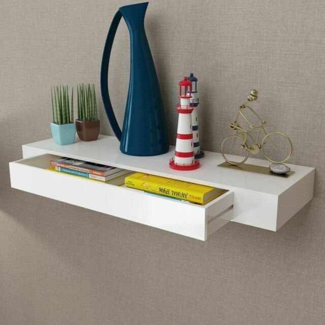 Floating Wall Shelves Storage Shelf Bookcase With Drawers Hanging