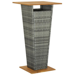 Bar Table Grey 60x60x110 Cm Poly Rattan And Solid Acacia Wood Vidaxl