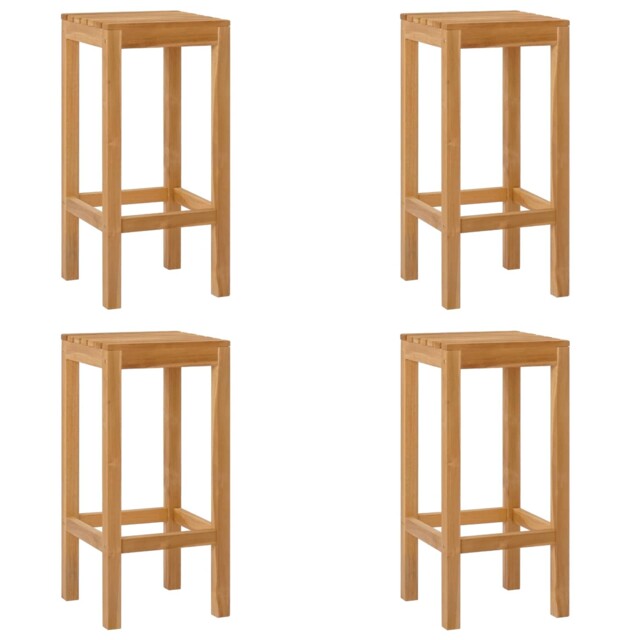 Bar Stool Natural Solid Teak Wood Outdoor Seating Modern Chair Garden