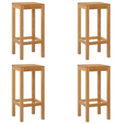 Bar Stool Natural Solid Teak Wood Outdoor Seating Modern Chair Garden