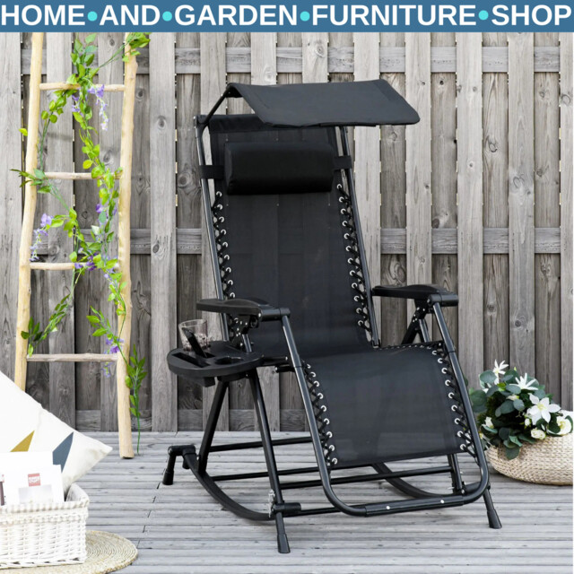 Outdoor Folding Recliner Lounge Rocker Chair Zero Gravity Seat