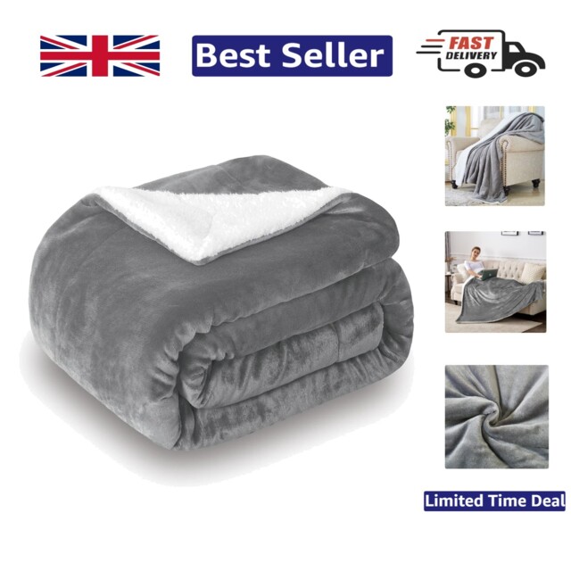 Super Soft Sherpa Blanket 127cm X 150cm - Versatile Grey Throw For All