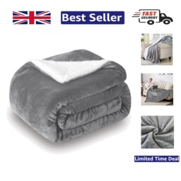 Super Soft Sherpa Blanket 127cm X 150cm - Versatile Grey Throw For All