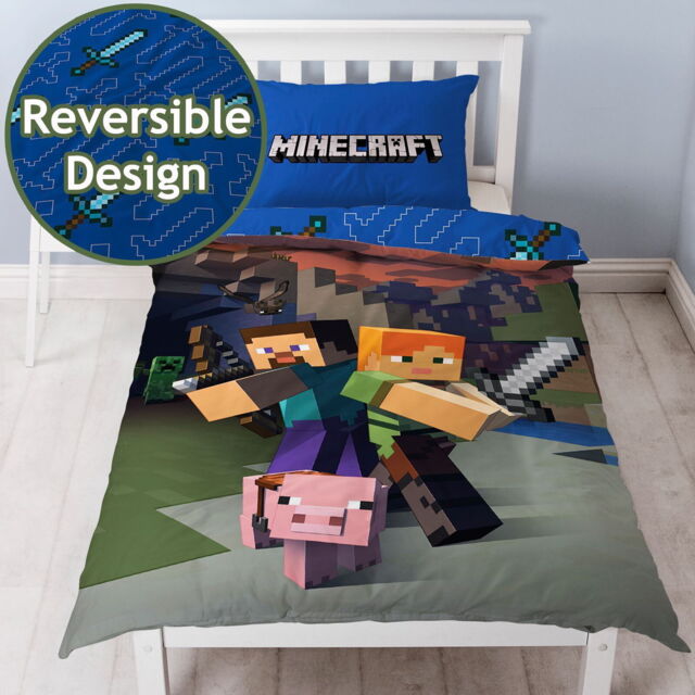 Minecraft Single Duvet Cover Set & Official - 2 In 1 Design