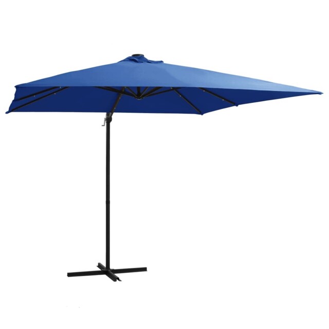 Cantilever Umbrella With Led Lights And Steel Pole Cover Canopy