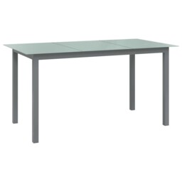 Garden Table Light Grey 150x90x74 Cm Aluminium And Glass Vidaxl