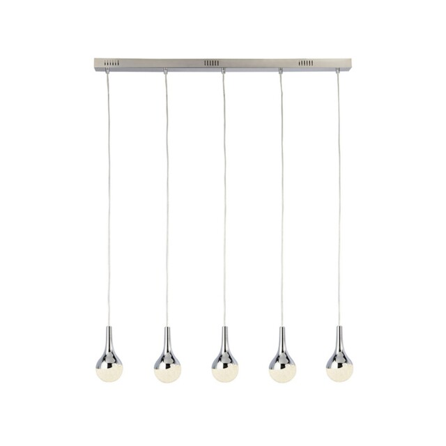 5 Lights Led Chrome Bar Ceiling Fitting Pendant Light Crushed Ice