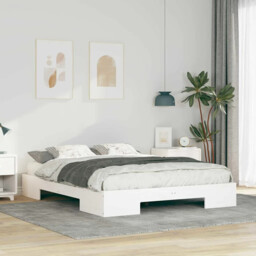 Floor Bed Frame With Storage White Solid Pine Wood Vidaxl