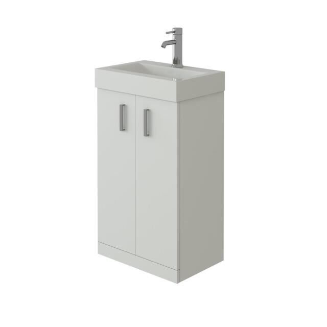 Cloakroom Vanity Unit & Sink Basin Bathroom Cabinet Checkers Compact