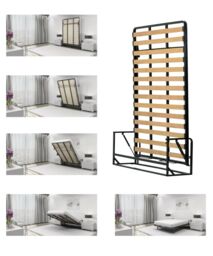 Vertical 140 X 200 Wall Bed Folding Guest Bed, Pull Down Murphy Bed,