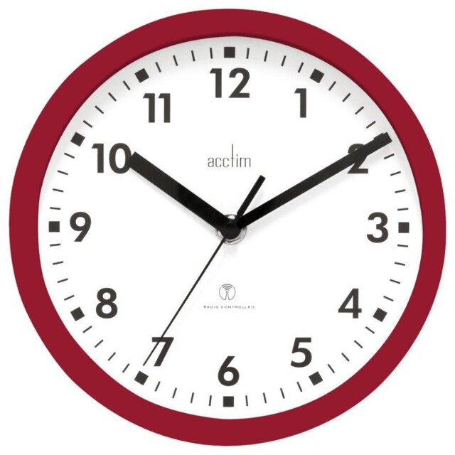 200mm Nardo Radio Controlled Wall Clock, Red - 74664