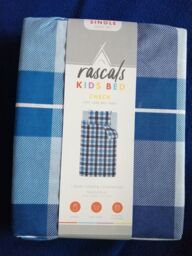 Rascal's Kids Blue Check Single Bed Duvet Set - Brand