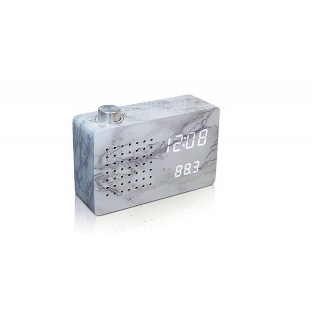 Gingko Marble Effect Sound Activated White Led Small Fm Radio Click