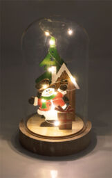 Home Indoor Battery Powered Led Light Up Cloche Christmas Snowman