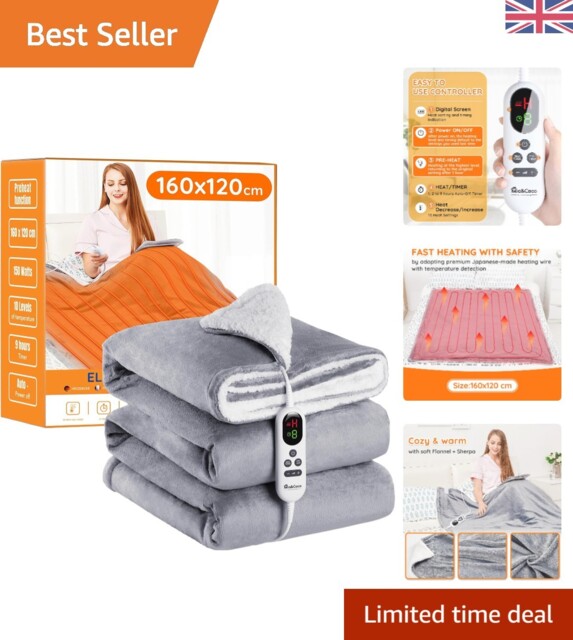 Ultra-cozy Heated Throw Blanket - 120x160cm, 10 Heat Settings &