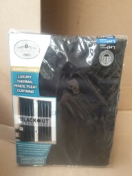 "Royal Collection Luxury Thermal Pencil Plea Curtains Black W 46"" X L"