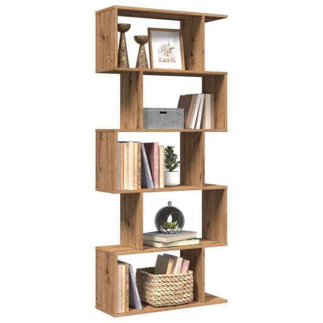 Room Divider Bookcase 5-tier Artisan Oak 70x24x161 Cm Engineered Wood