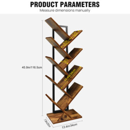 9 Tier Shelf Tree Free Standing Bookshelf Wood Shape Desk Bookcase