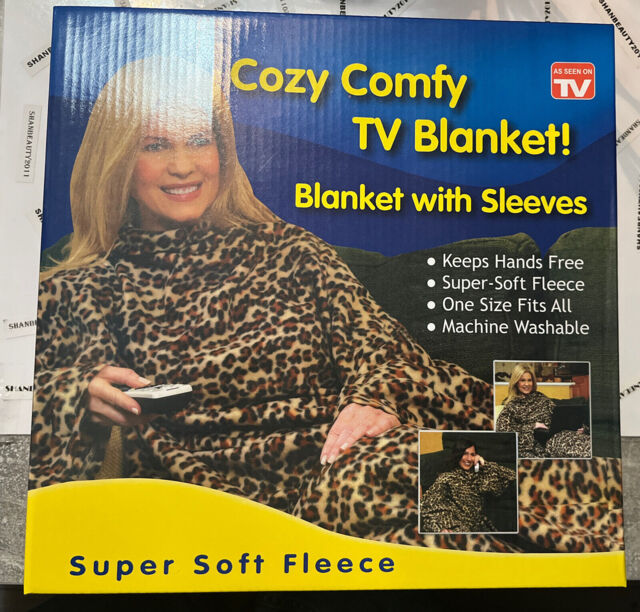 Blanket Cozy Comfy With Sleeves Leopard Pritn 65” X 54” Machine