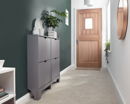 Gfw Grey Narrow Wall Mounted Shoe Storage Cabinet -local Delivery Only