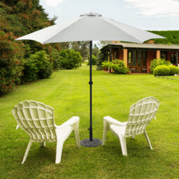 2.7m Garden Parasol Umbrella Wind Up Outdoor Shade Patio Decking Cream
