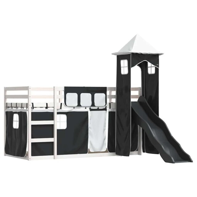 Bunk Bed With Slide And Curtains Bed Frame Kids Twin Sleeper Loft Bed