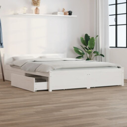 Bed Frame Solid Pine Rustic White 120x190cm 4ft Small With Headboard &