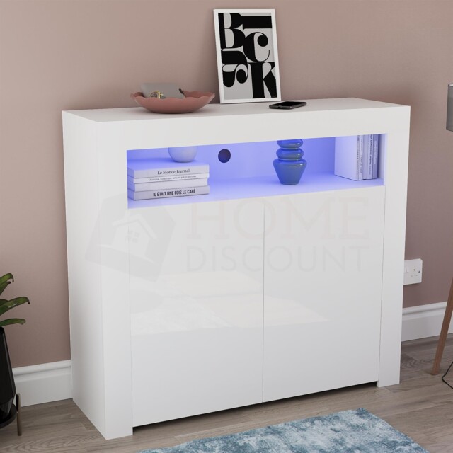 Led Sideboard High Gloss Buffet Cupboard Display Cabinet Tv Unit Stand
