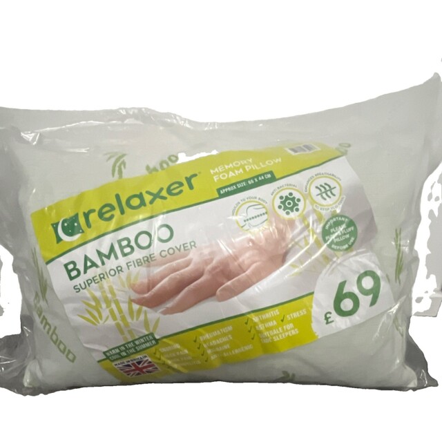 Bamboo Memory Foam Neck Support Pillow Rectangle Shape, Large, Uk