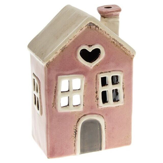 Village Pottery Small Pink House Heart Candle Tealight Holder