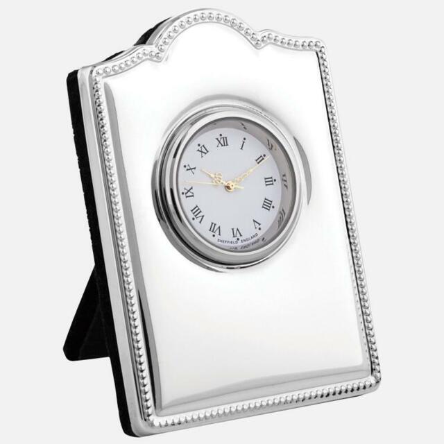 Carrs - Mini Sterling Silver Clock Bead Design With Grey Velvet Back