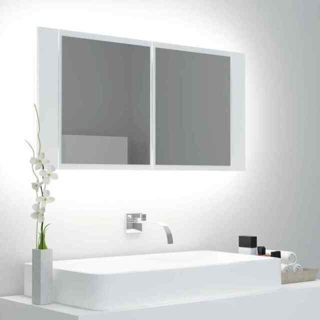 Led Bathroom Mirror Cabinet White 90x12x45 Cm Acrylic Vidaxl