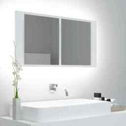 Led Bathroom Mirror Cabinet White 90x12x45 Cm Acrylic Vidaxl