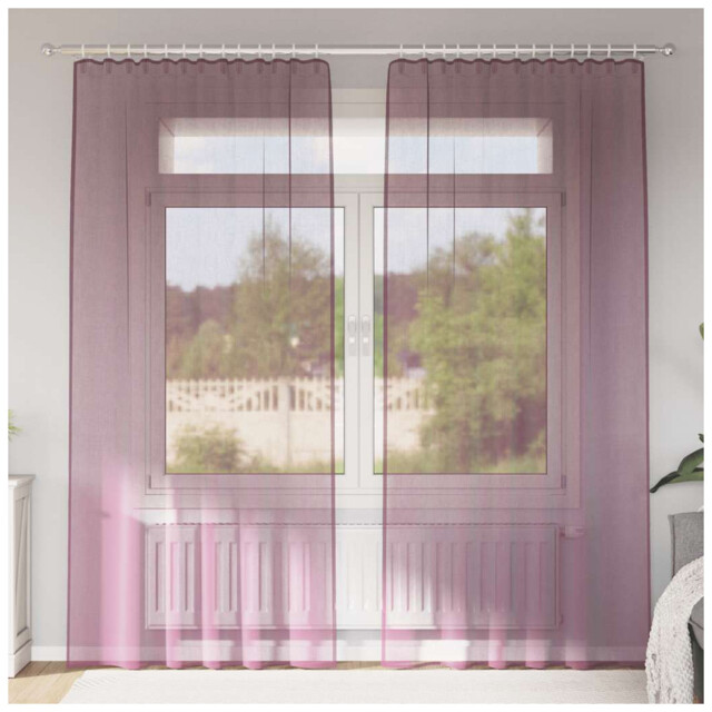 Voile Curtains Purple 140x245cm 2pc Eyelet Sheer Polyester Grommet Top
