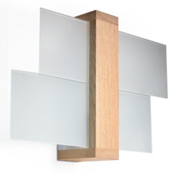 Wall Lamp Natural Wood Glass 30x30x12cm Modern Loft E27 Warm Scandi