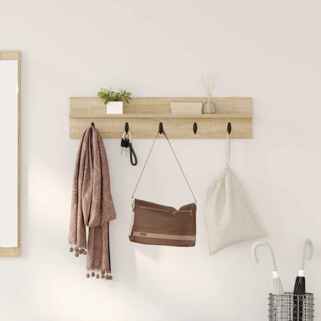 Wall-mounted Coat Rack With Shelf Sonoma Oak 80 X 10.5 X 18 Cm Vidaxl
