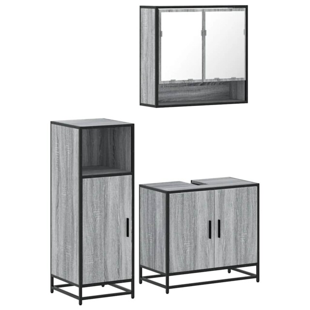 Bathroom Furniture Set 3 Piece Cupboard Sink Cabinet Engineered Wood