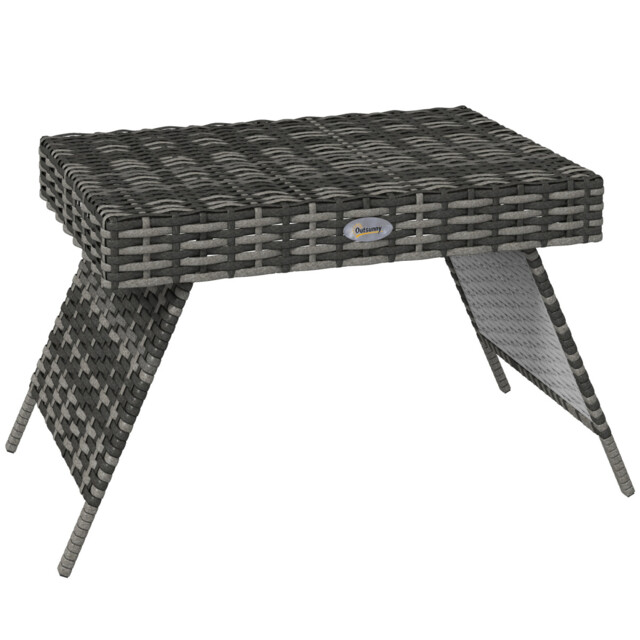 Outdoor Coffee Table Light Grey 60x41cm Plastic Wicker Galvanised