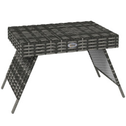 Outdoor Coffee Table Light Grey 60x41cm Plastic Wicker Galvanised