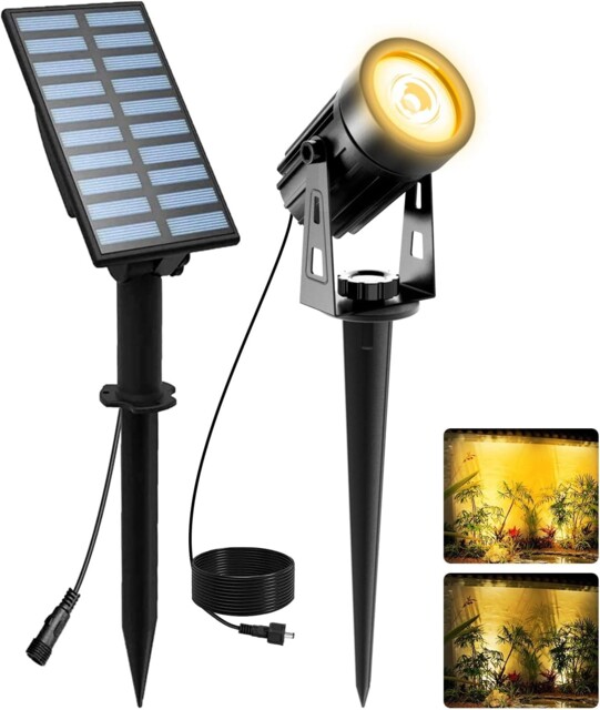 Solar Garden Spot Lights Outdoor, Waterproof Led Auto On/off Warm
